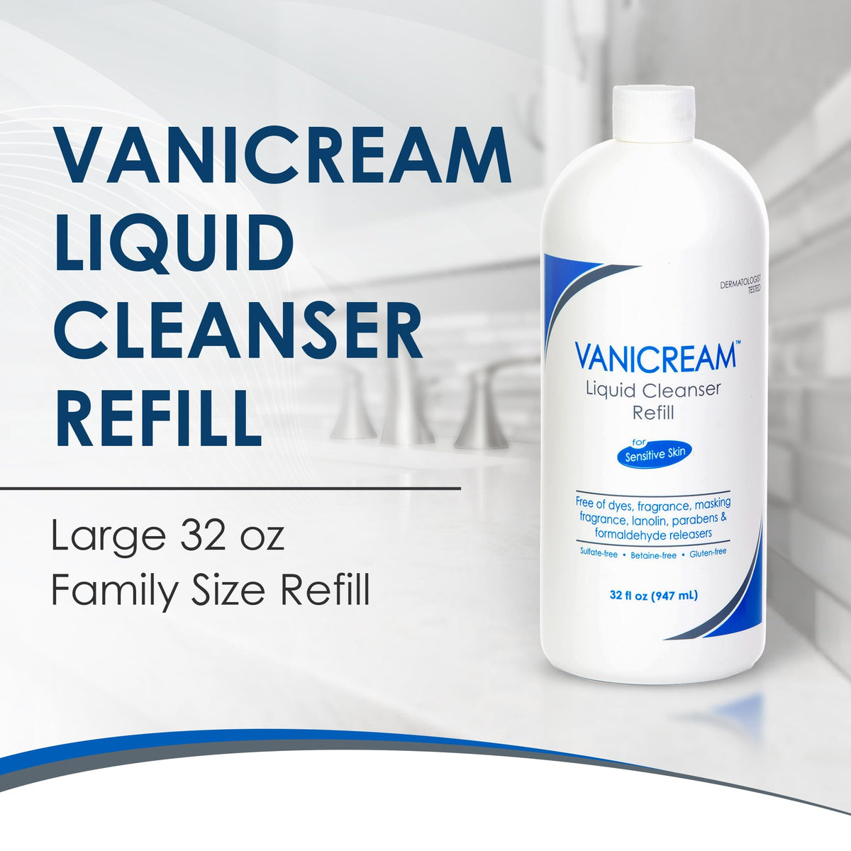 Vanicream clear liquid texture close-up showing mild formula