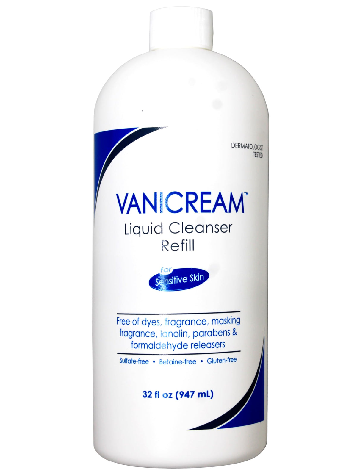 Vanicream front bottle showing refill size and gentle formula benefits