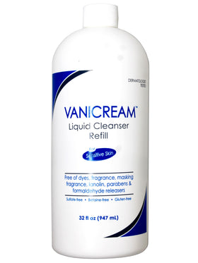Vanicream front bottle showing refill size and gentle formula benefits