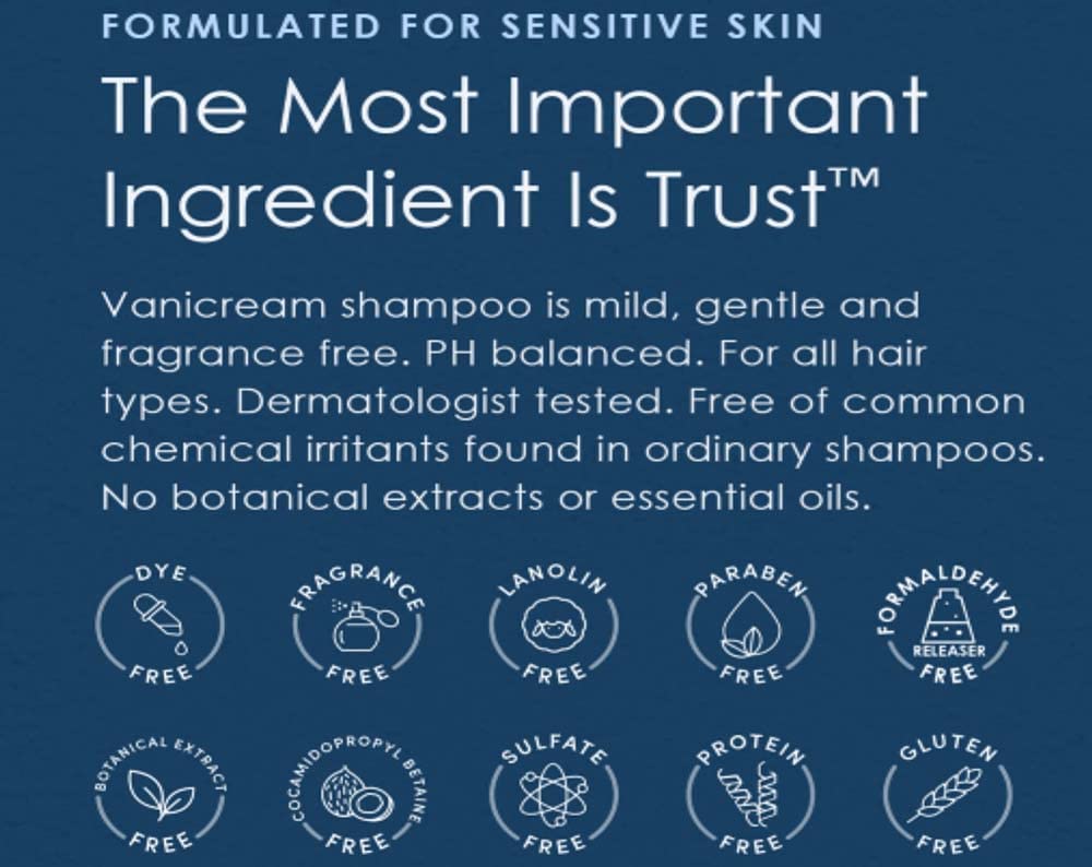 Vanicream shampoo in shower setting illustrating daily use and rinseability benefit