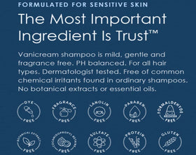 Vanicream shampoo in shower setting illustrating daily use and rinseability benefit