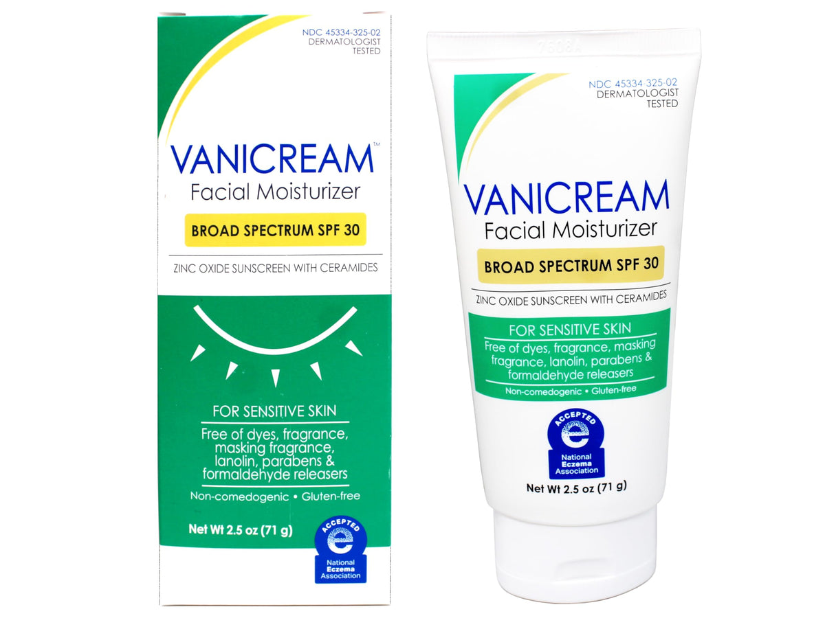Vanicream tube next to ruler for accurate 2.5 oz size reference
