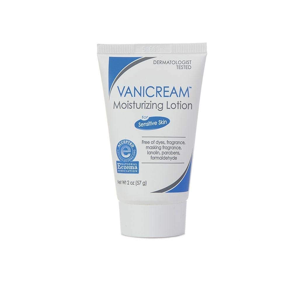 Vanicream travel lotion front view showing label and gentle moisturizing benefit