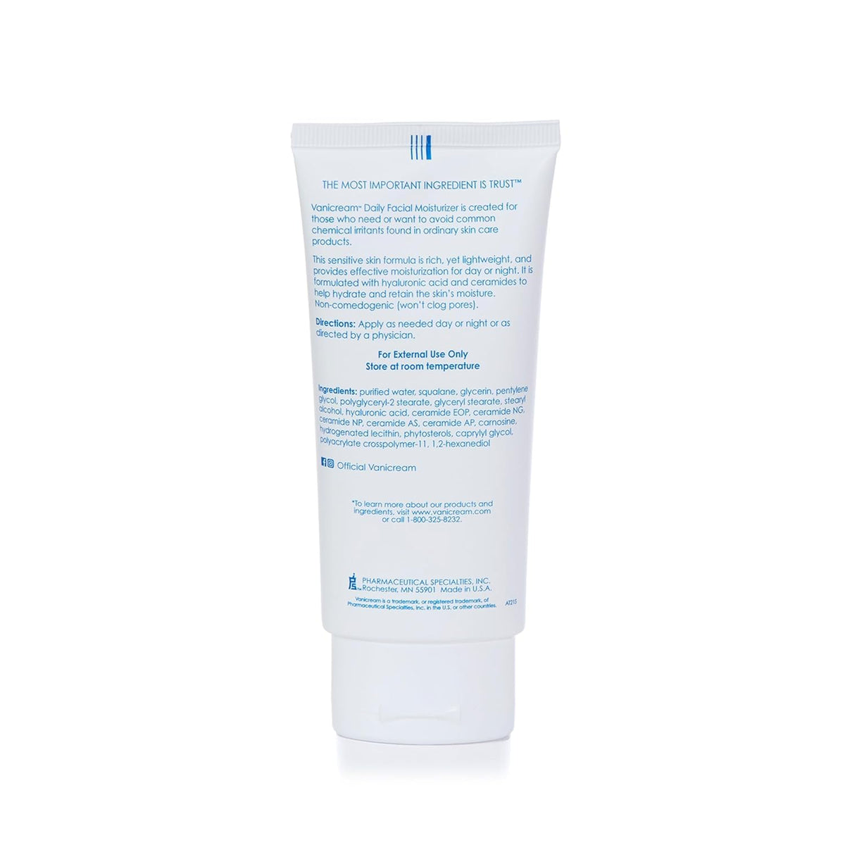 Vanicream tube open with cream texture visible highlighting lightweight absorption