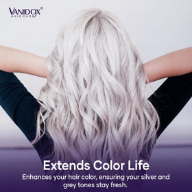 VANIDOX before and after image illustrating reduced brassiness and cooler silver tones