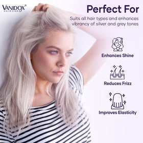 VANIDOX conditioner on spoon showing rich cream texture for deep hydration