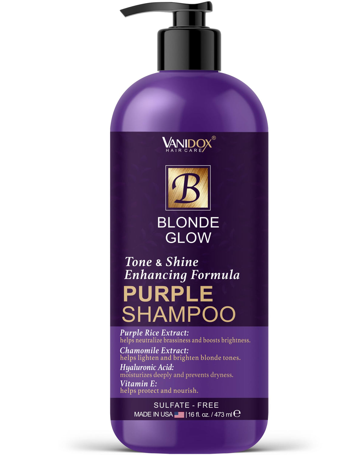 VANIDOX front bottle view showing purple shampoo and branding for quick recognition