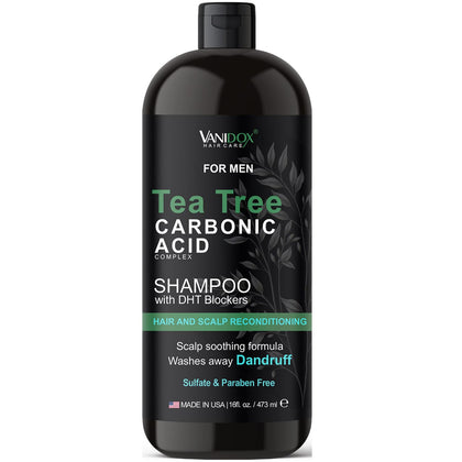 VANIDOX front packaging showing tea tree shampoo for quick identification and purchase benefit