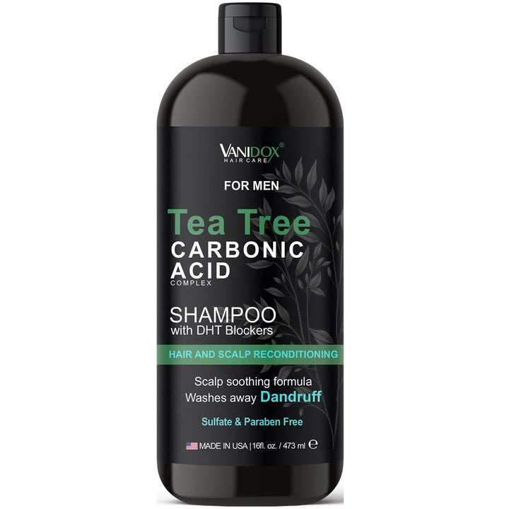 VANIDOX front packaging showing tea tree shampoo for quick identification and purchase benefit