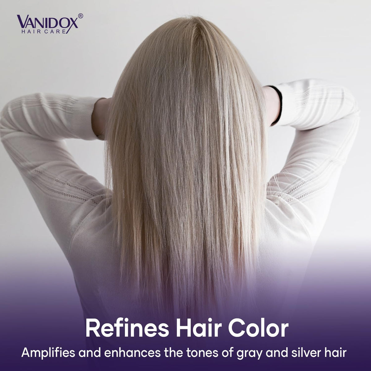 VANIDOX label detail highlighting purple pigment and sulfate-free claim