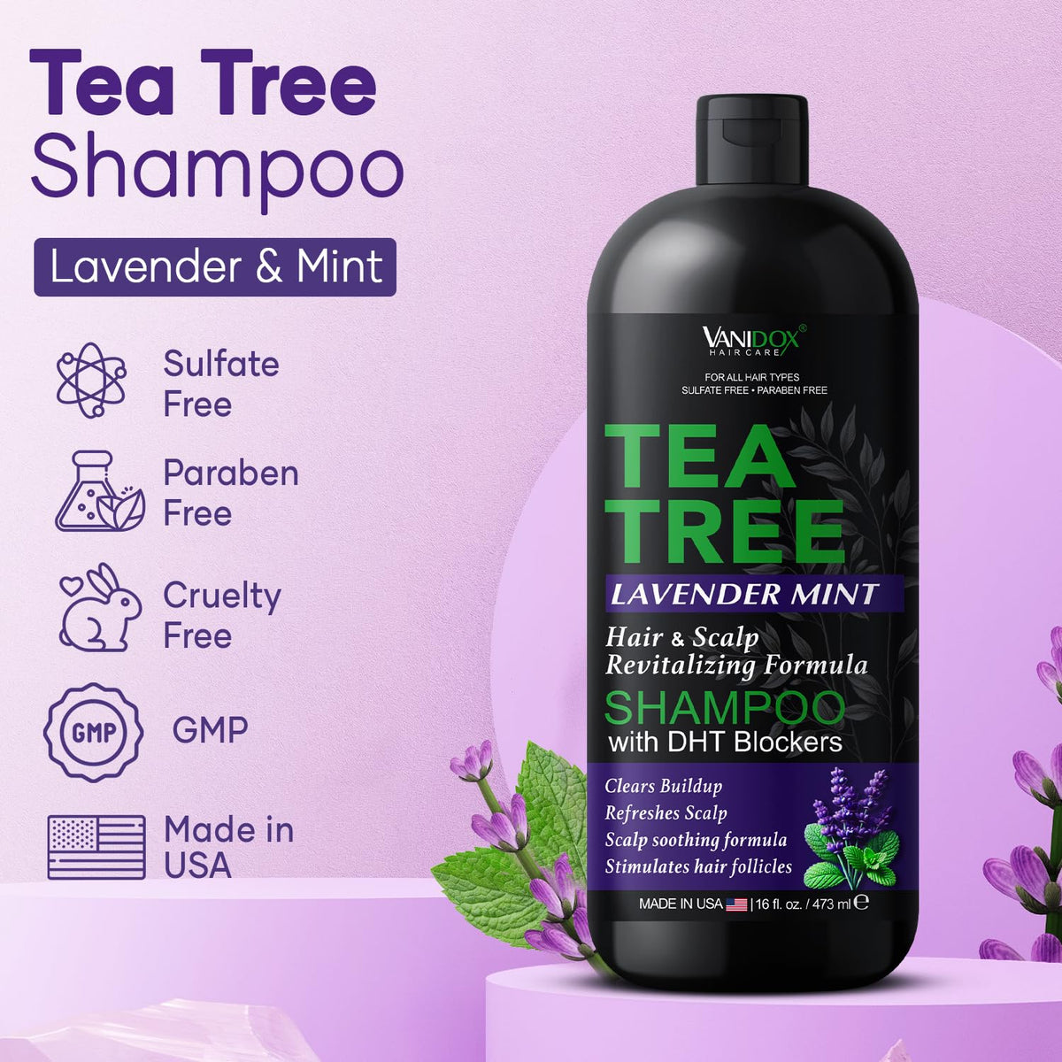 VANIDOX shampoo lather texture on palm demonstrating gentle foam and effective cleanse