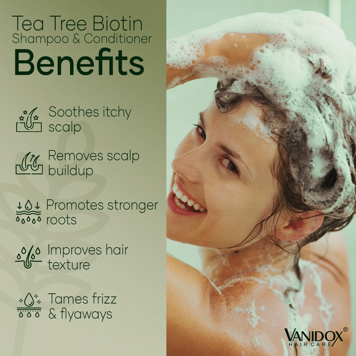 VANIDOX shampoo creamy lather texture for deep, gentle cleansing