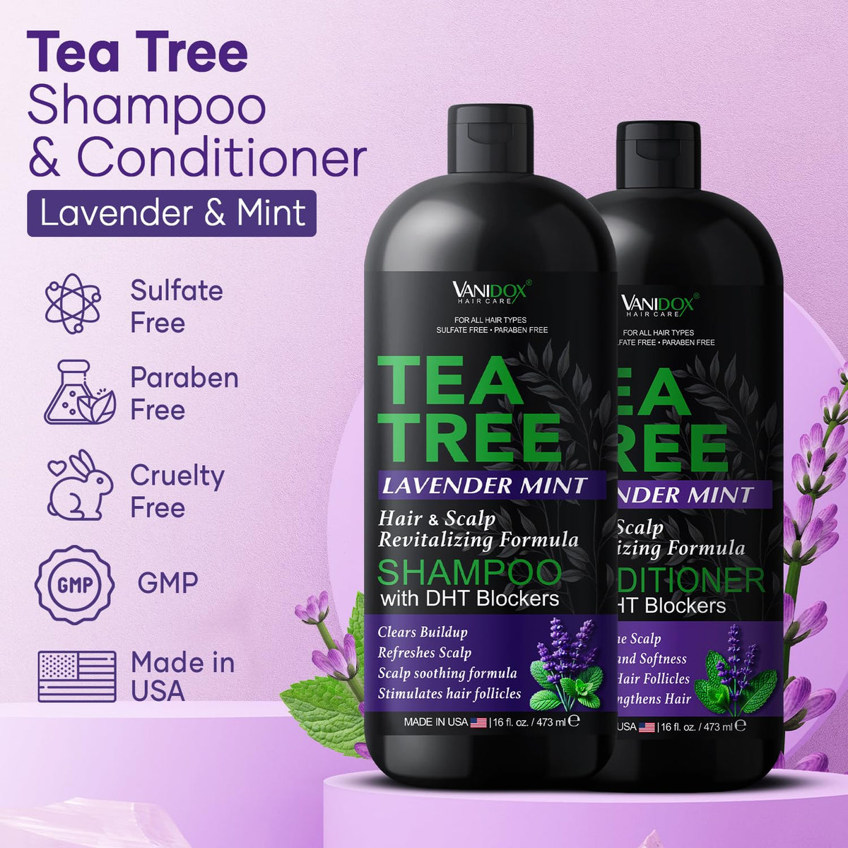 VANIDOX shampoo droplet texture highlighting smooth cleanse and cooling feel