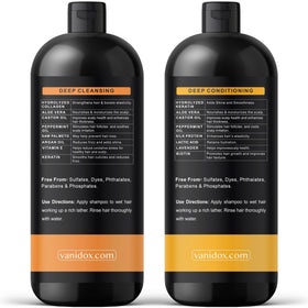 VANIDOX in shower lathering hair demonstrating soothing scalp relief