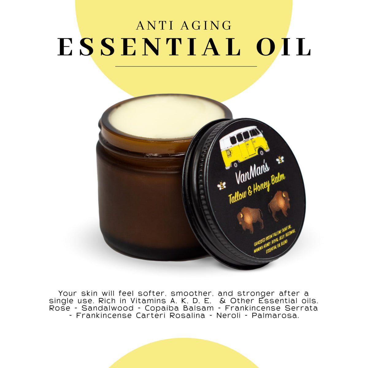 VanMan Company applying balm to face showing soothing nourishment benefit