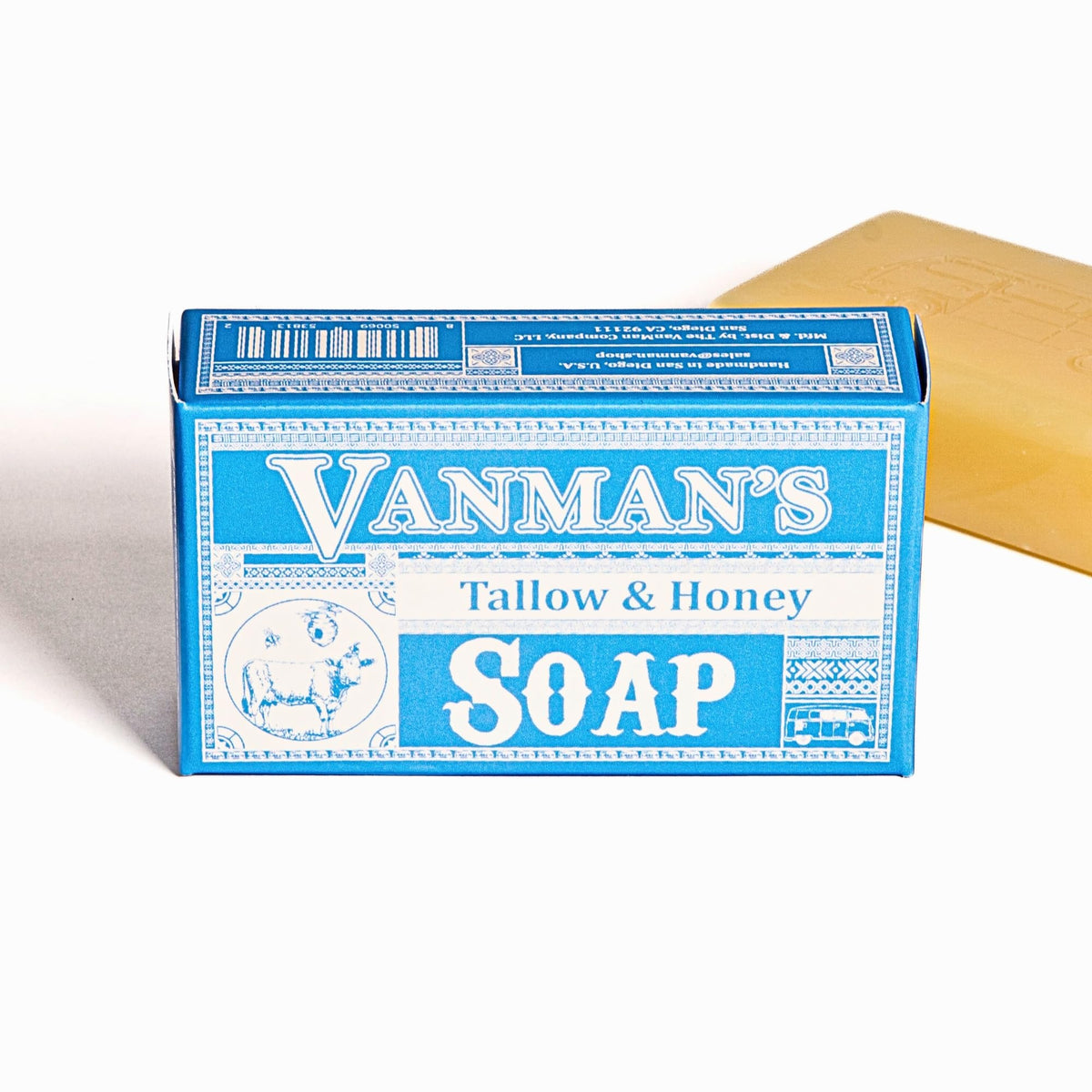 VanMan side view highlighting bar texture and creamy lather potential