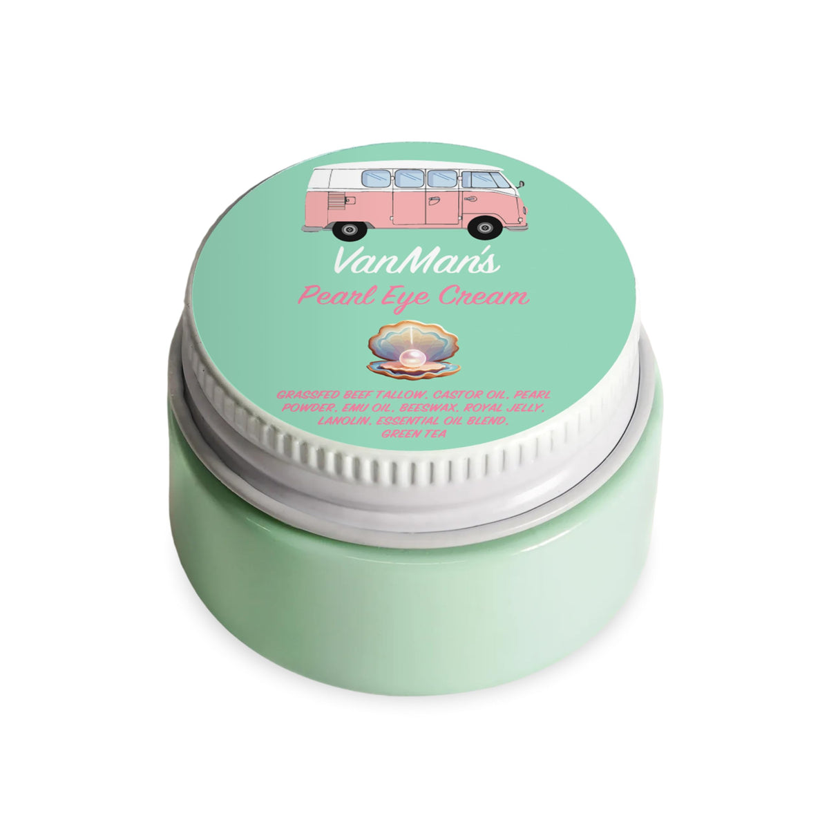 VanMan front jar view showing compact 0.5 oz benefit of portability