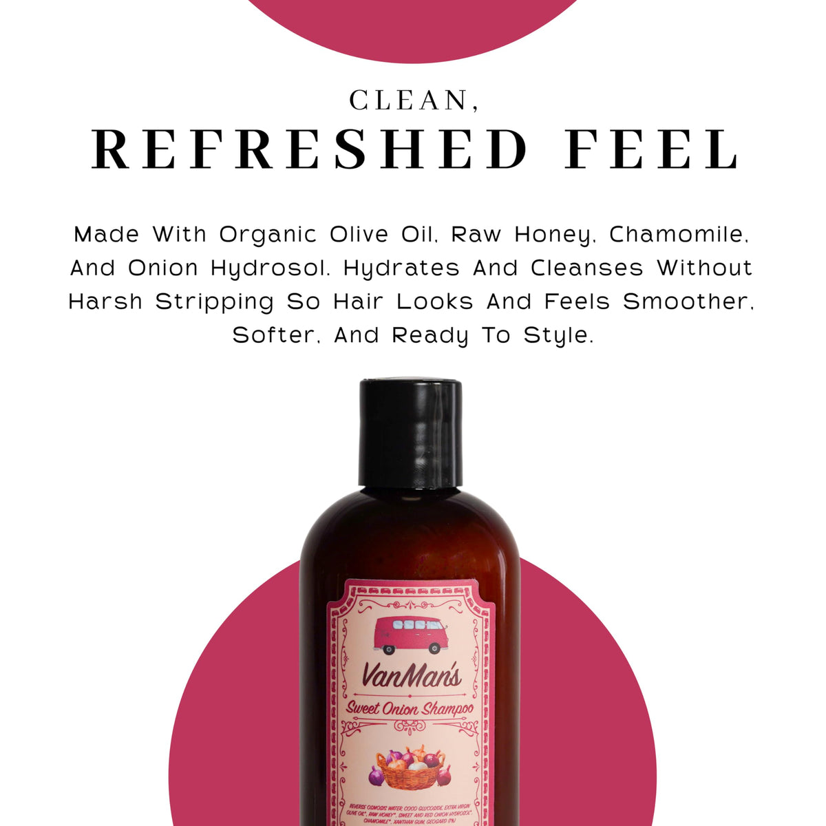 VanMan ingredients bowl with olive oil and honey showing natural nourishes in formula