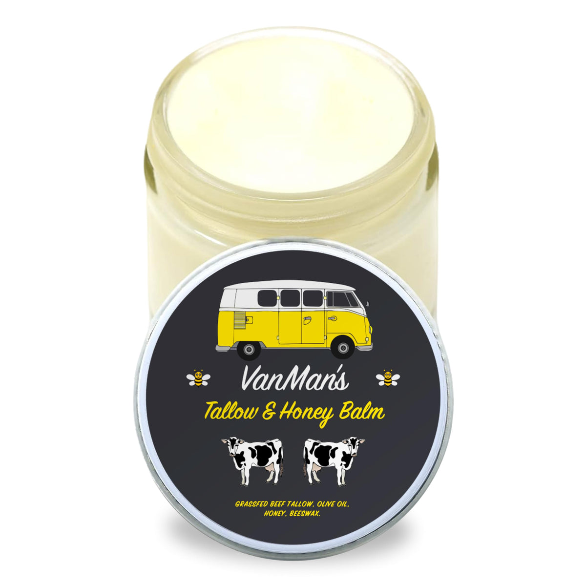 Vanman's balm front packaging showing simple unscented moisturizer benefits