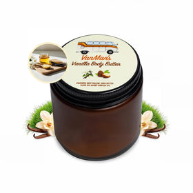The VanMan Company jar front view showing label and size, highlights convenient travel jar