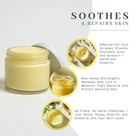 Vanman's balm being applied to hand showing quick absorption and visible hydration