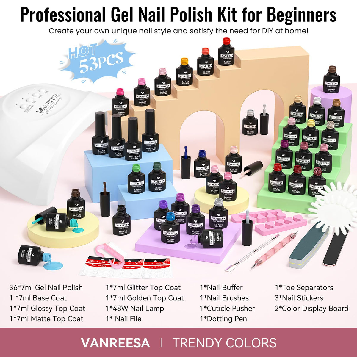 VANREESA two color display boards helping choose nail combinations