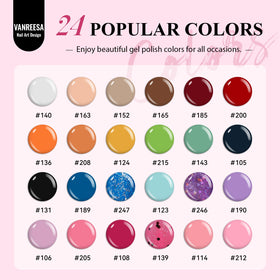 VANREESA color range display with 24 gel polish bottles for versatile styling