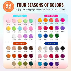 VANREESA wide color range display showcasing 56 gel polish shades