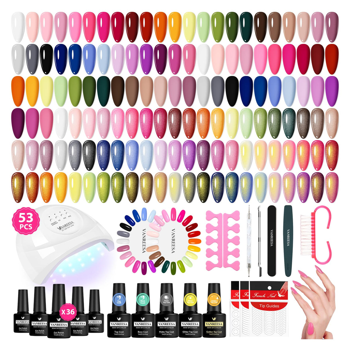 VANREESA front packaging showing full 53-piece kit and contents for easy setup