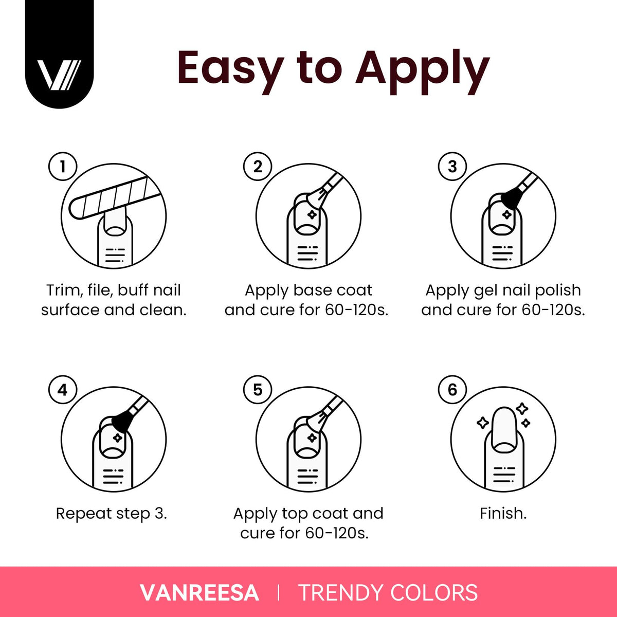VANREESA finished manicure on hands showing salon-quality results