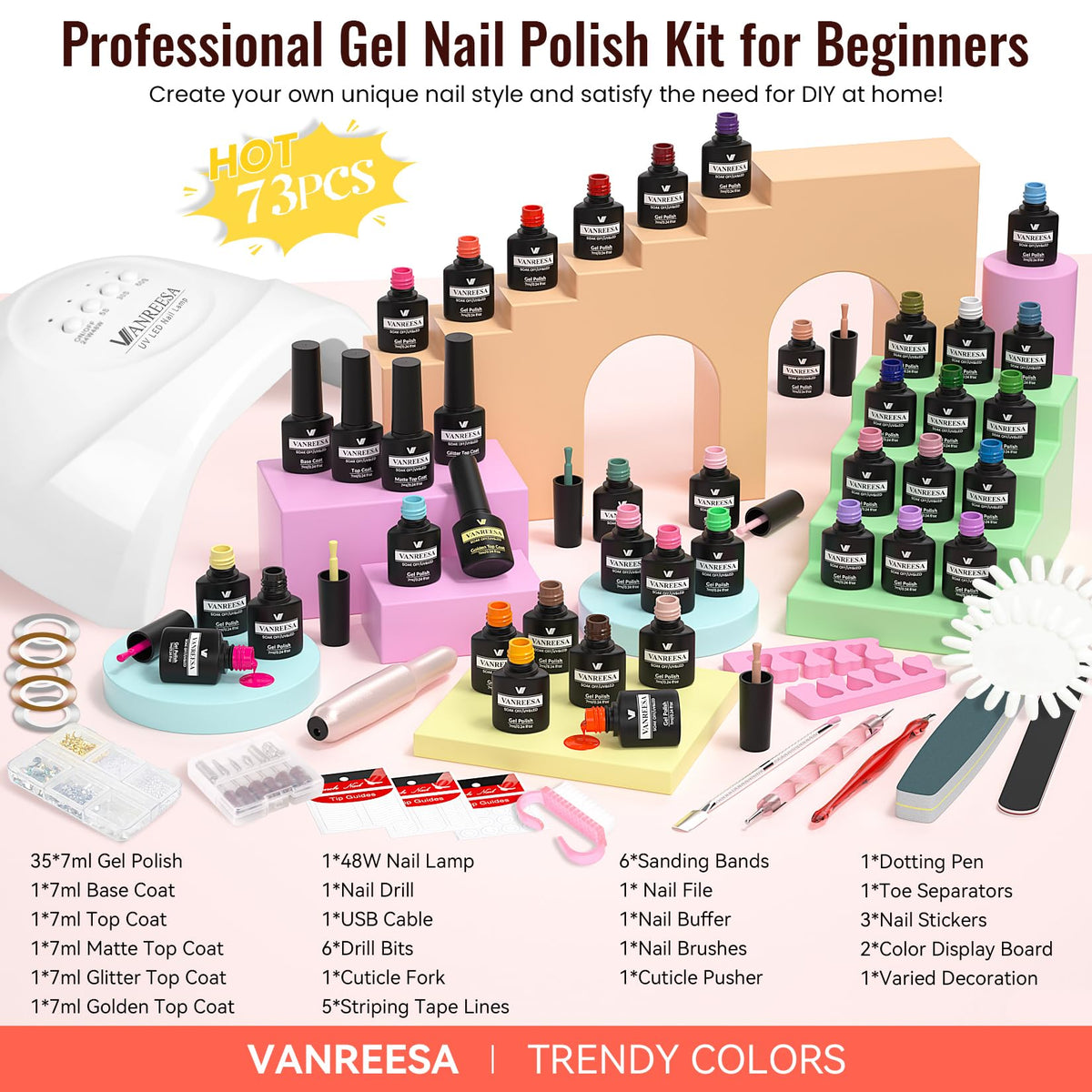 VANREESA lifestyle shot of a manicure in progress highlighting salon results at home