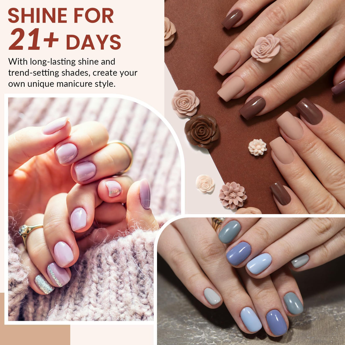 VANREESA manicure in use hand under lamp demonstrating quick curing and polished finish benefit