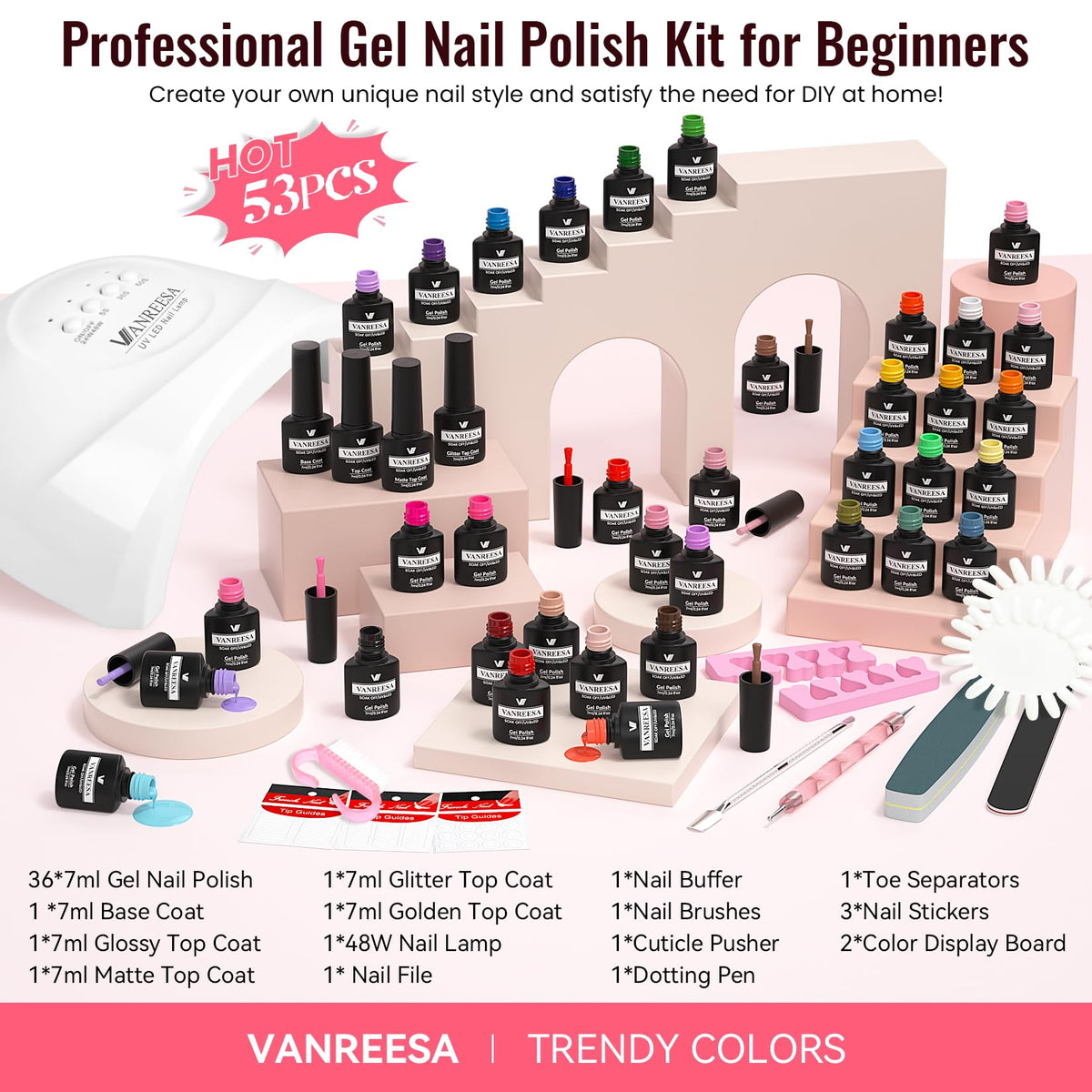 VANREESA swatch boards presenting cured color samples for selection