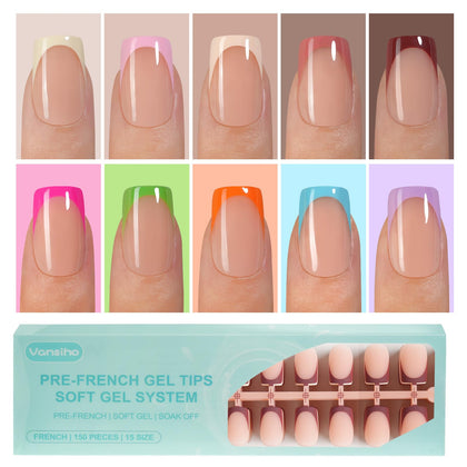 Vansiho front packaging showing 300pcs and square French design benefit: complete kit