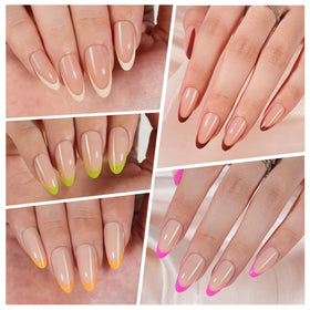 Vansiho in-use application of press-on tips being glued for quick manicure