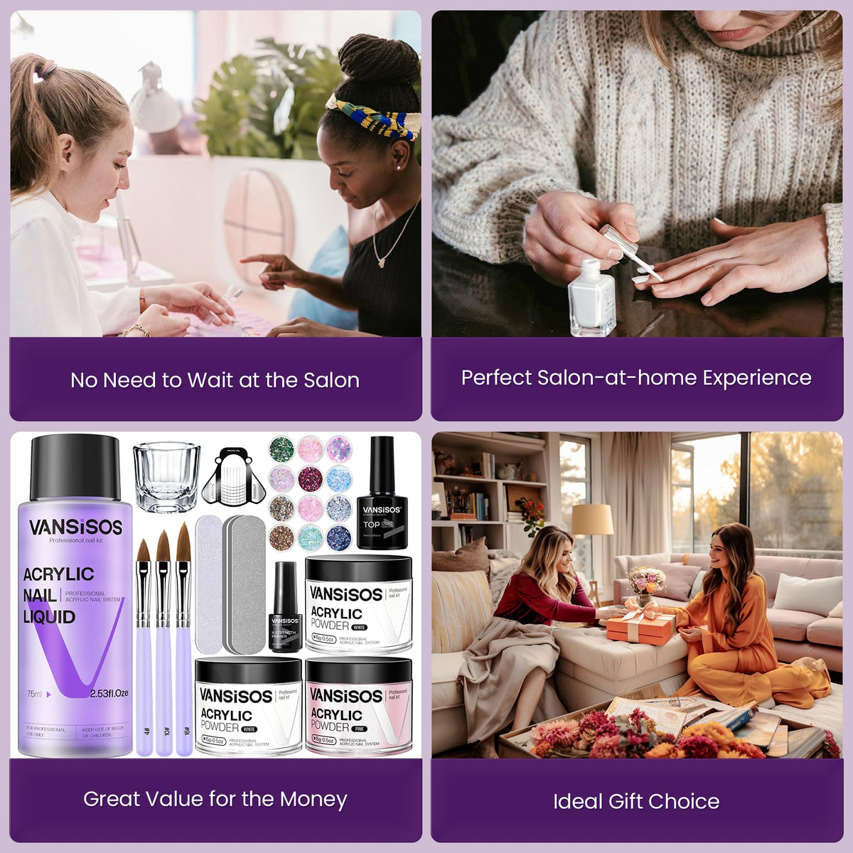 VANSISOS finished manicure lifestyle shot showing salon-style results at home