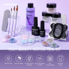 VANSISOS powders and 75ml acrylic liquid displayed for color choices and mixing