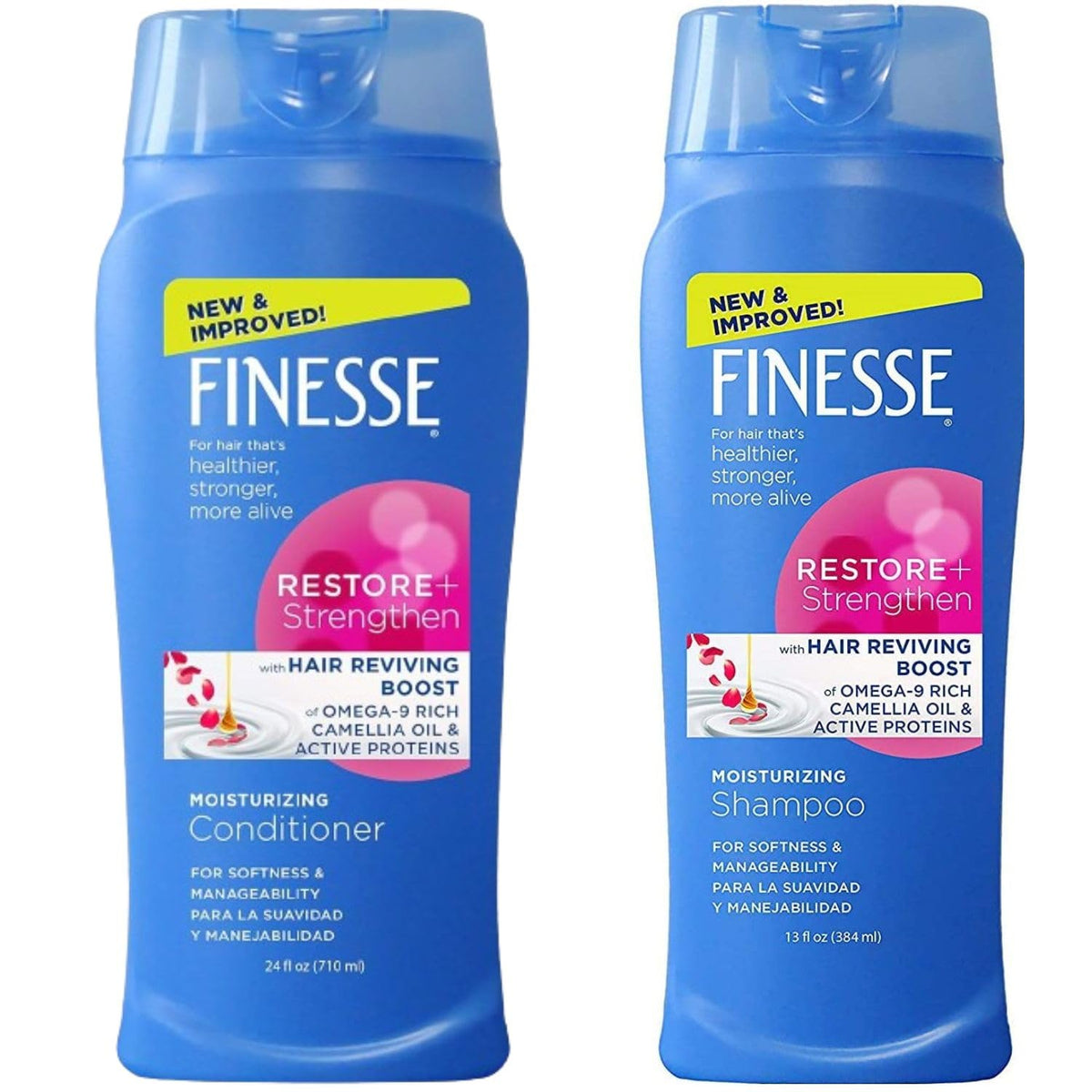 Variety Junction Finesse front packaging showing both 13oz bottles and clear labels for easy selection