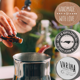 Varina soap displayed in bath setting illustrating scent variety and calming daily use