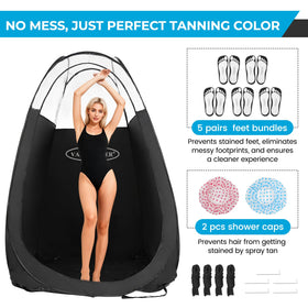 VARIPOWDER folded into zippered carry bag for compact transport and easy storage