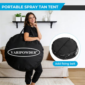 VARIPOWDER zippered entry closed to contain overspray and simplify professional application