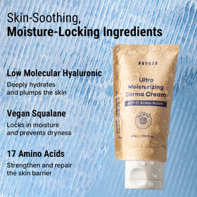 varuza cream dabbed on hand, displays lightweight non-greasy finish