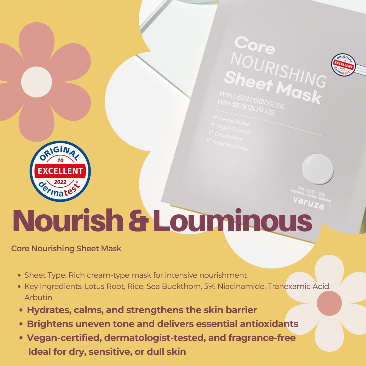 varuza ingredient label highlighting niacinamide and clean certification