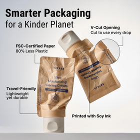 varuza paper tube packaging emphasizing reduced plastic and eco-friendly benefit