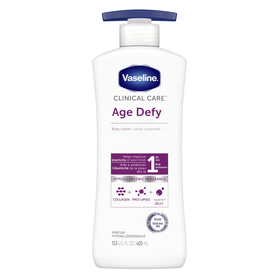 Vaseline front bottle showing label and easy-pour benefits