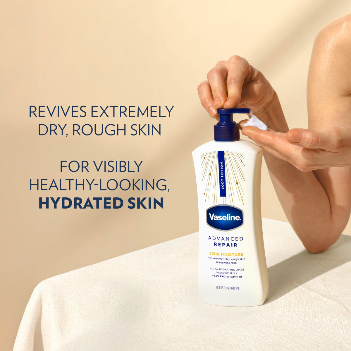 Applying Vaseline to dry elbow showing visible moisturization and skin barrier help