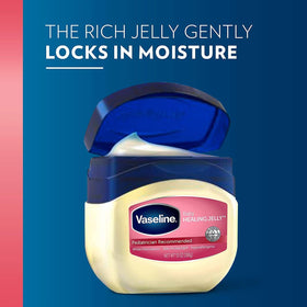 Vaseline jar beside ruler showing 13oz scale and family-friendly size