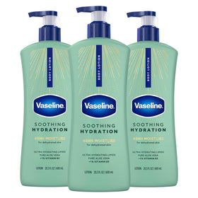 Vaseline front view of 20.3 oz bottle showing label and pump for easy use