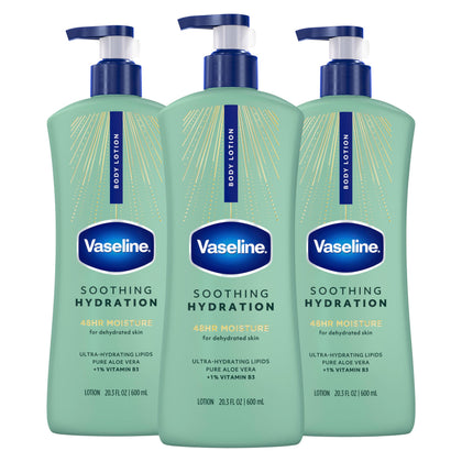 Vaseline front view of 20.3 oz bottle showing label and pump for easy use