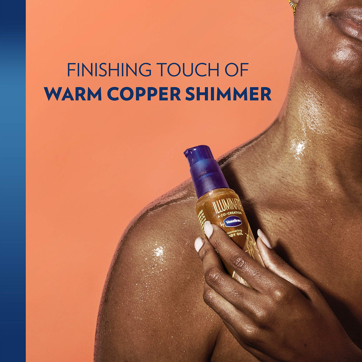 Vaseline bronzer oil pouring detail for buildable satin shimmer